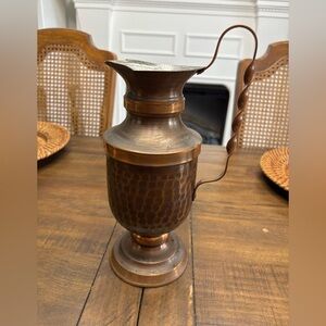 Vintage handmade hammered copper pitcher